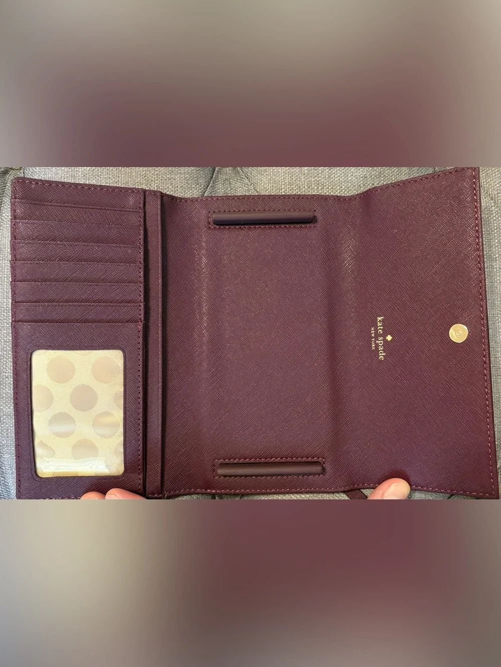Kate Spade Winni Saffiano Leather Wallet Phone Crossbody Clutch Burgundy - EUC
